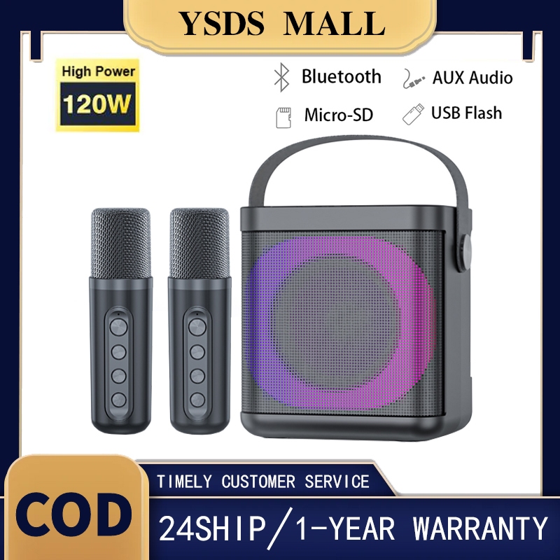 YS 307 Karaoke Speaker With Dual Microphone Bluetooth Speaker With 2