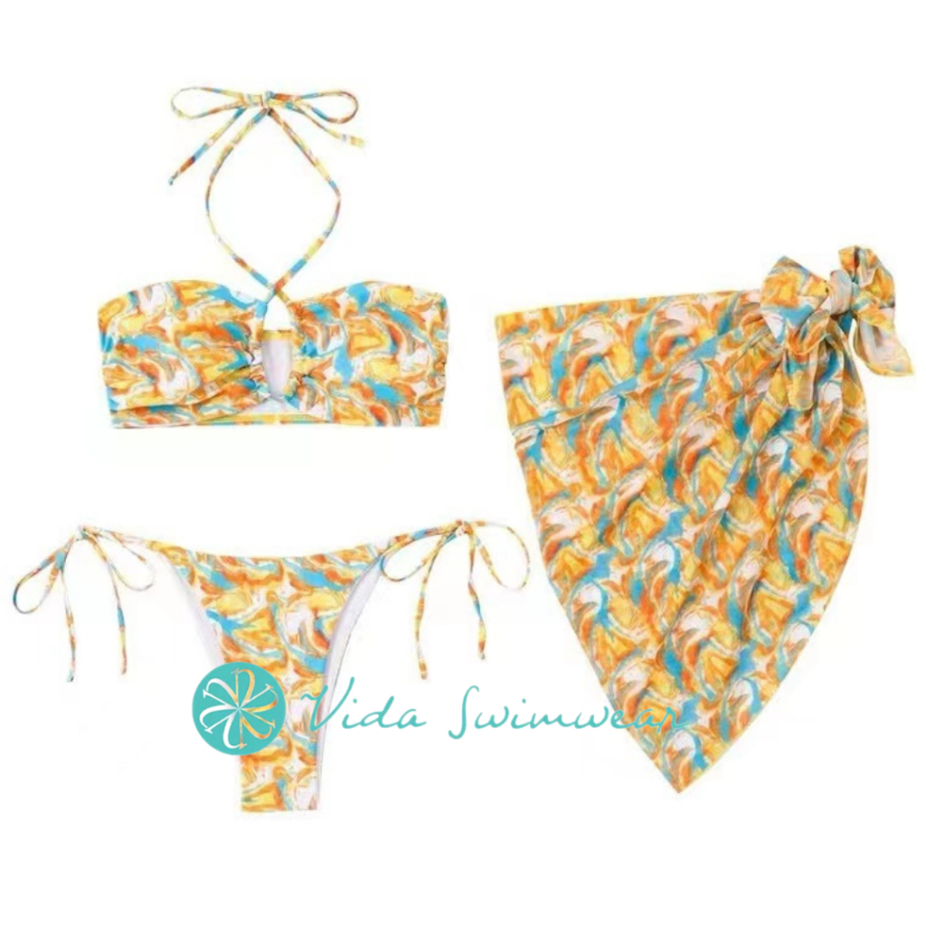 In Bikini Printed Two Piece Swimsuit Swimwear Beach Outfit Shopee