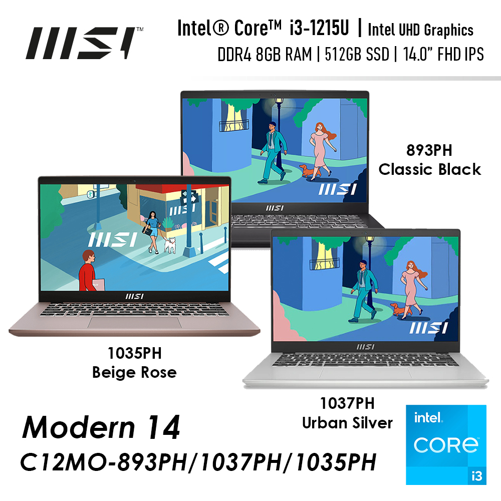 MSI Modern 14 C12MO 893PH 1037PH 1035PH Intel Core I3 1215U UHD