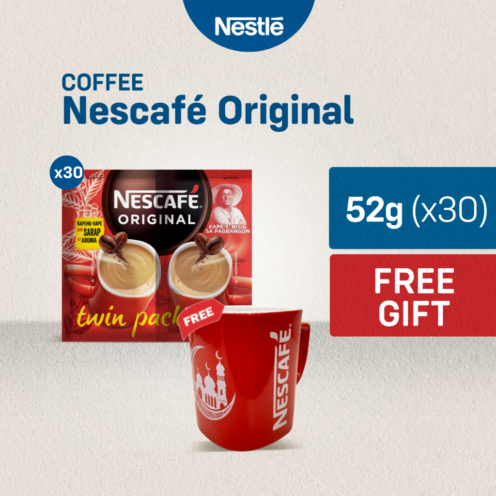 Nescafe Original 3 In 1 Coffee Twin Pack 52g Pack Of 30 With FREE