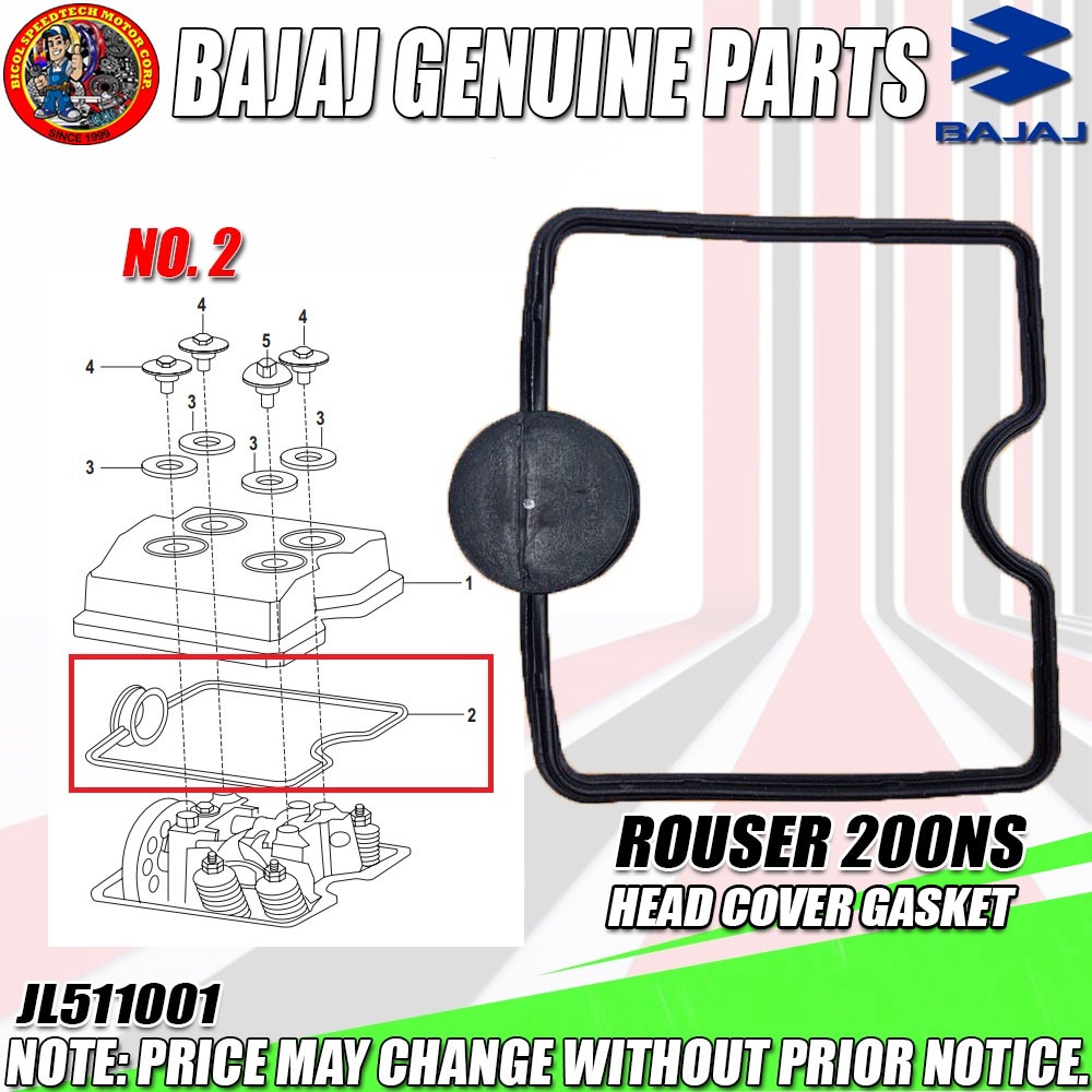 Gasket Head Cover Rouser Ns Carb Kmc Genuine Jl Shopee