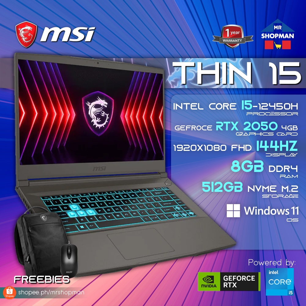 Msi THIN 15 B12UCX 1438PH Intel Core I5 12450H 15 6 RTX2050 8Gb