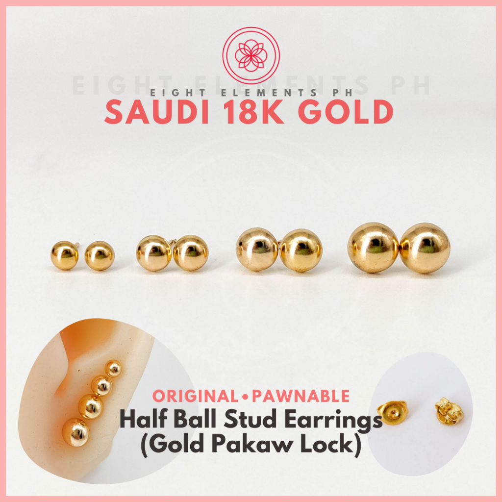 Cod Pawnable K Saudi Gold Earrings Half Ball Stud Earrings W Gold