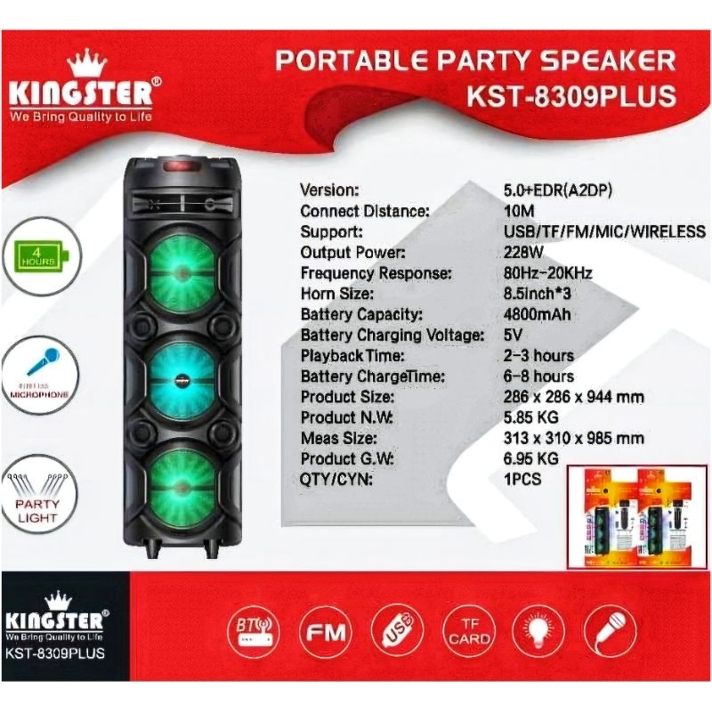 Kingster Kst Plus Portable Party Speaker Powerful Bass Speaker