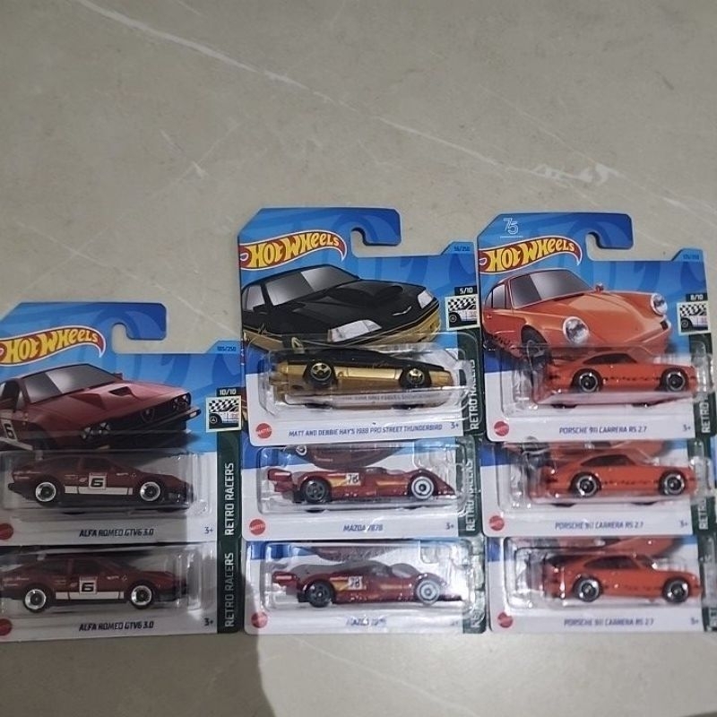 Hot Wheels Retro Racers Alfa Romeo Pro Street Thunderbird Mazda 787B Porsche 911 Carrera