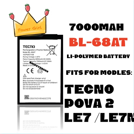 Battery BL 68AT Tecno Pova 2 LE7 LE7N 7000mAh Shopee Philippines