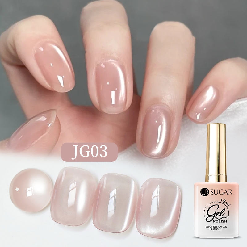 UR SUGAR 15ml Glass Cat Magnetic Eye Gel Polish Ice Clear White Nude