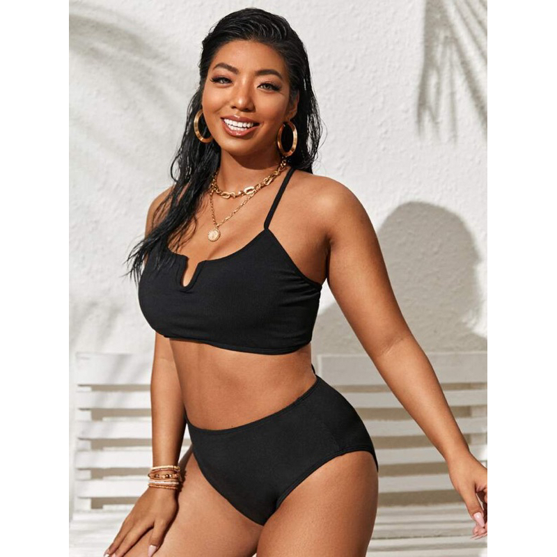 Plus Size Two Piece Swimsuit Bikini Set Black Rib Type XL Shopee Philippines