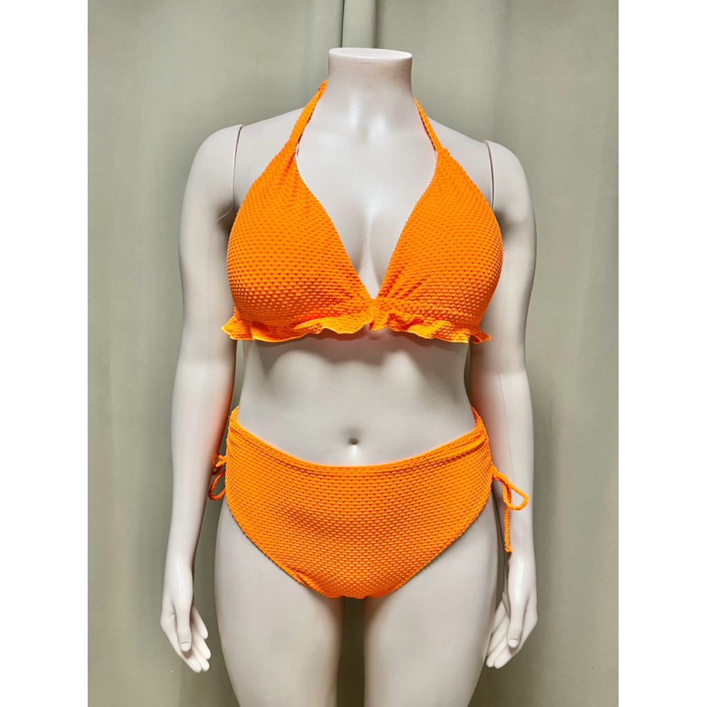 Plus Size Two Piece Swimsuit Bikini Set Orang String Type XL Shopee Philippines
