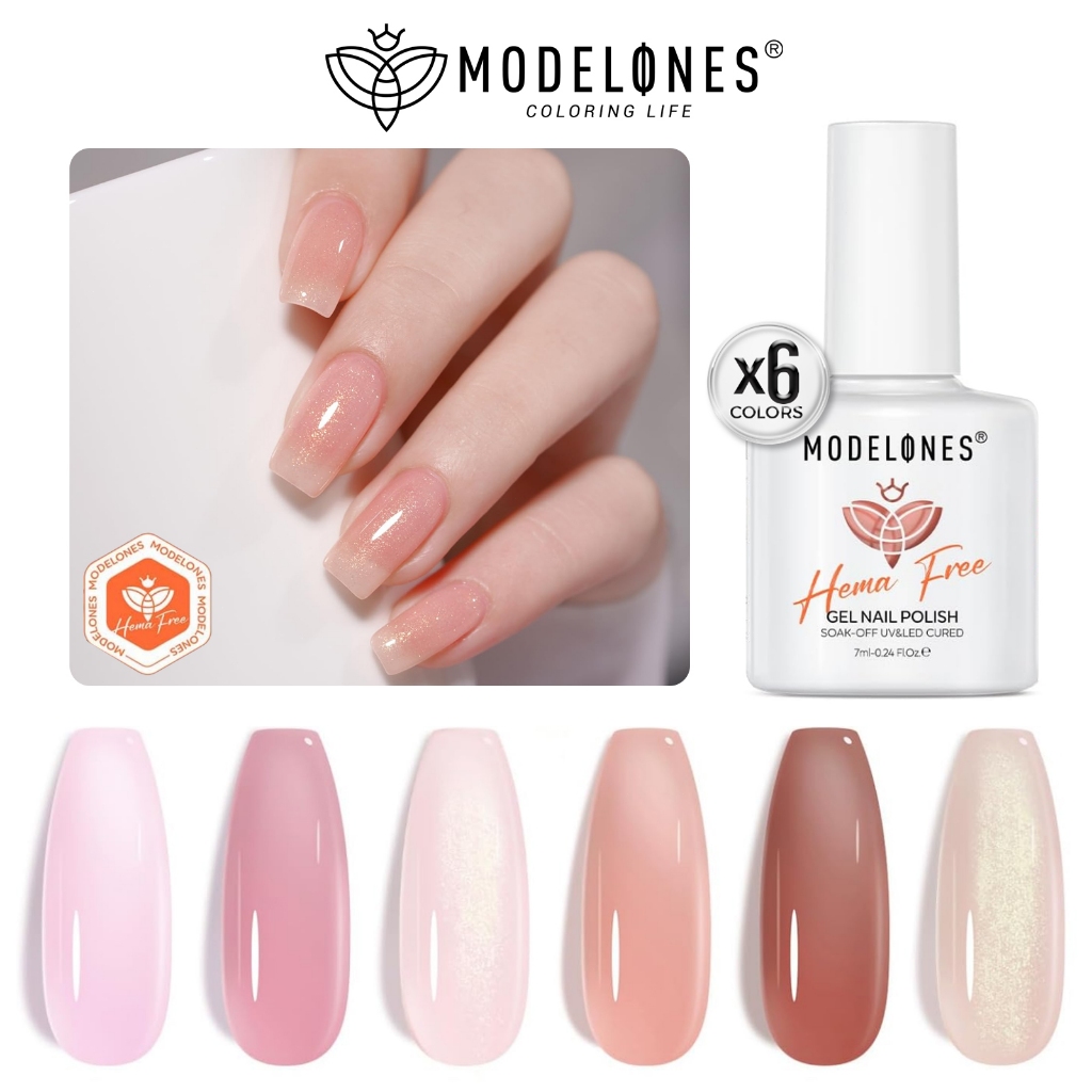 Modelones Hema Free Gel Polish 6 Colors Jelly Gel Polish Nude Pink Gel