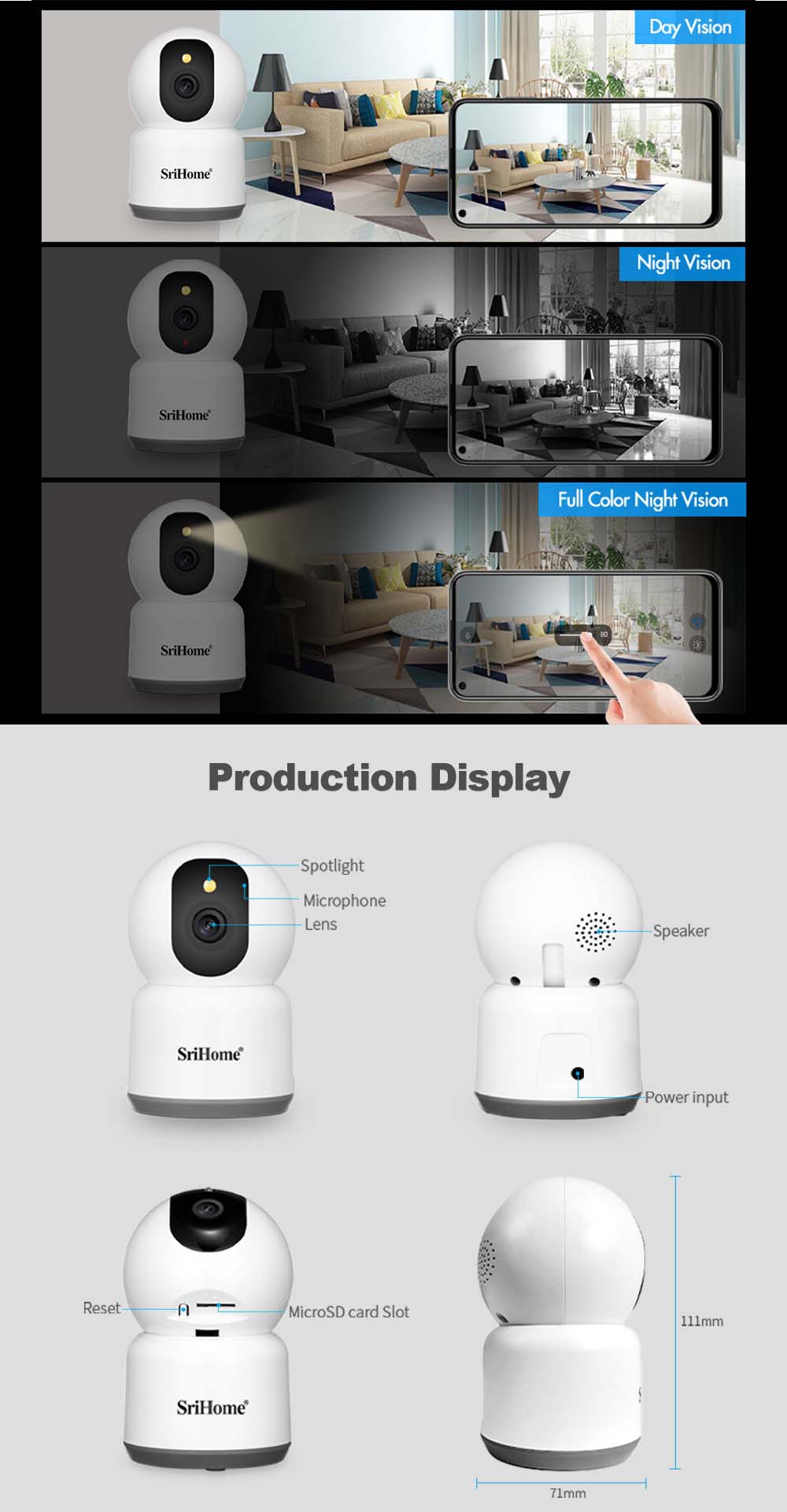 SriHome SH038 5G WIFI Wireless CCTV 5MP QHD 1944P Built In Mic