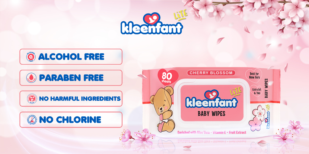 Kleenfant Lite Cherry Blossom Baby Wipes Tender Sheets Packs Wet