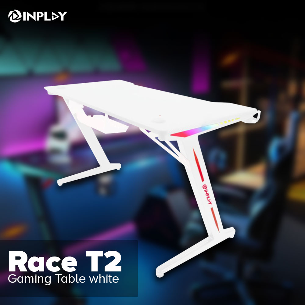 Easypc Inplay Race T Black And White Gaming Computer Table Shopee