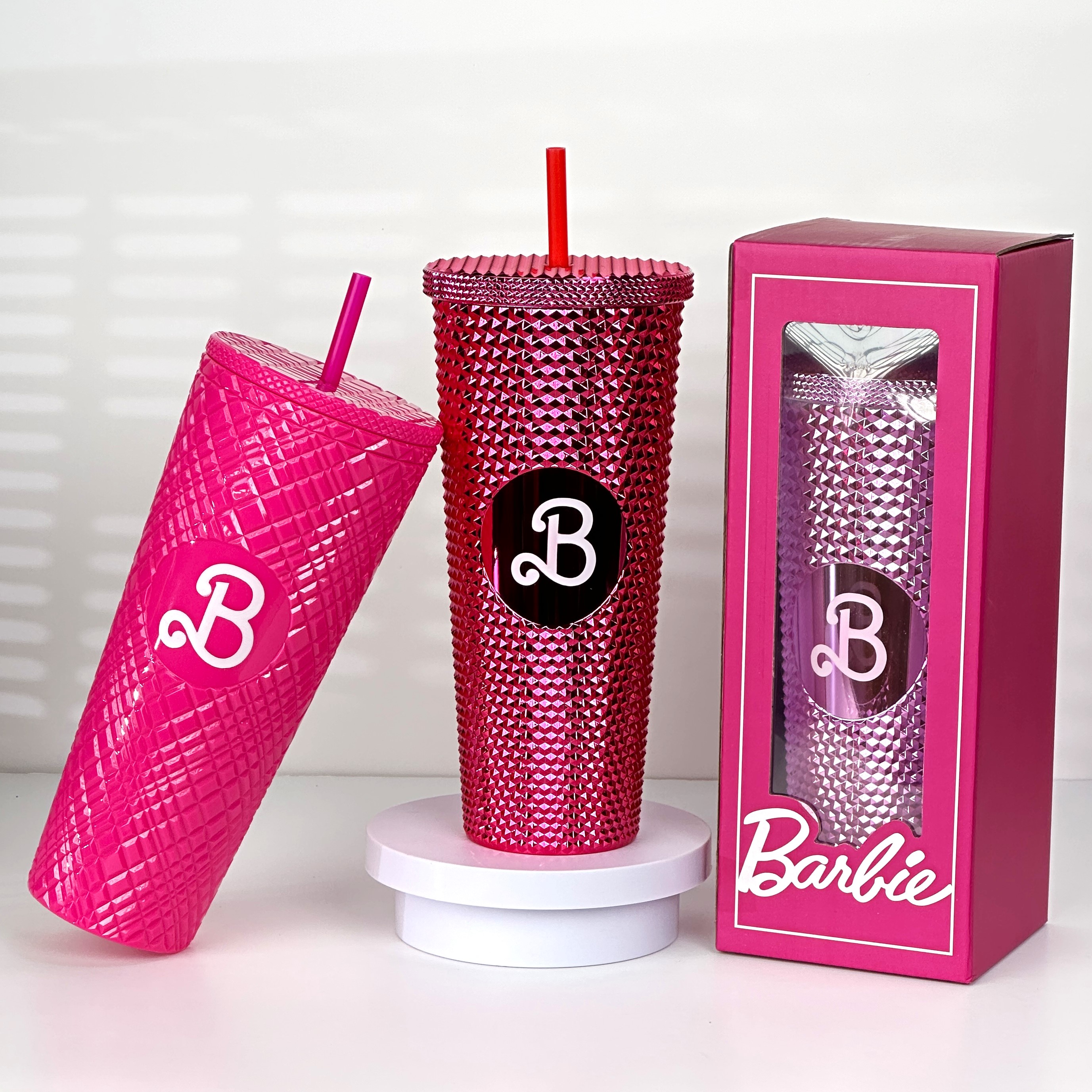 Barbie Oz Studded Tumbler With Lid And Straw Double Wall Reusable Cup