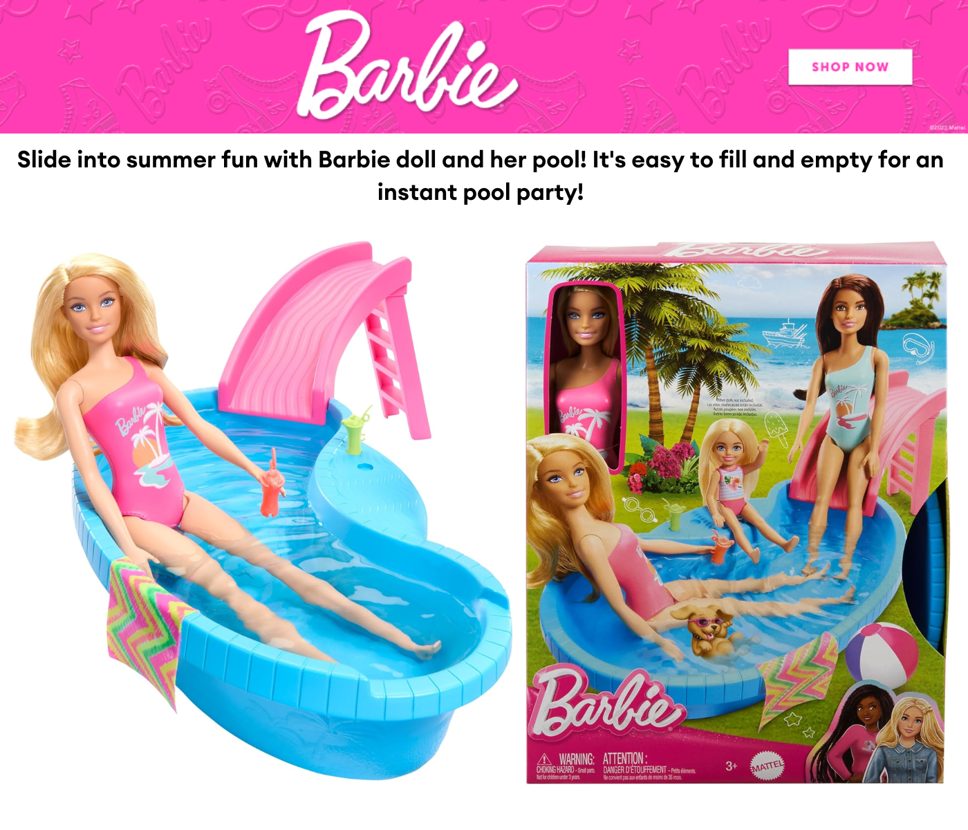 Barbie Avenue Doll Pool Playset Blonde Doll In Pink One Piece Swimsuit With Pool And