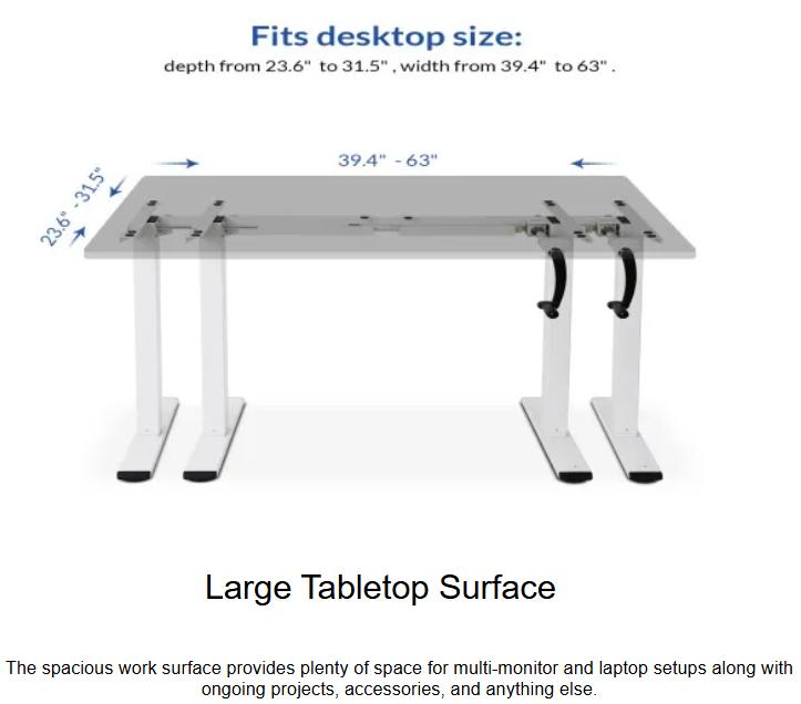 FlexiSpot H1 Manual Standing Desk 1000x600mm 1200x600 Hand Crank Height