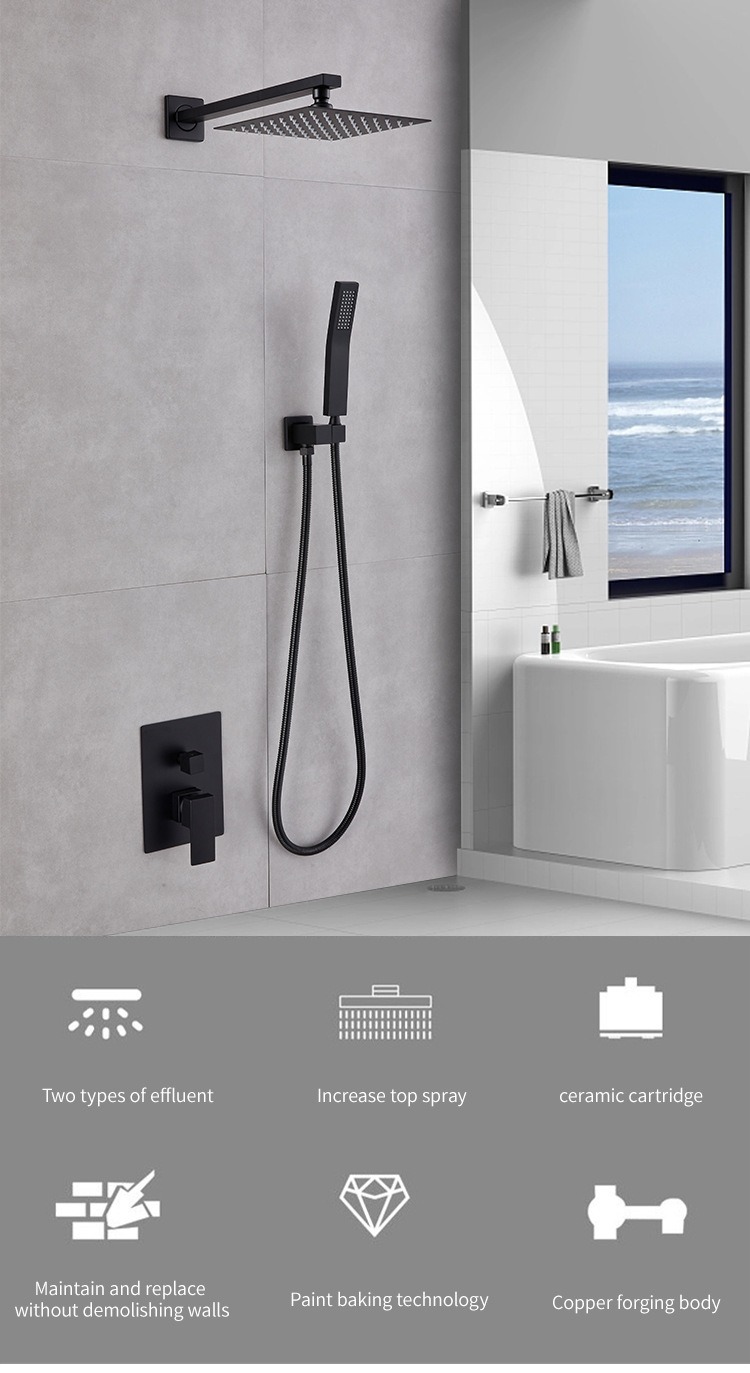 Stainless Steel Shower Set Bathroom Hot And Cold Square Rainfall