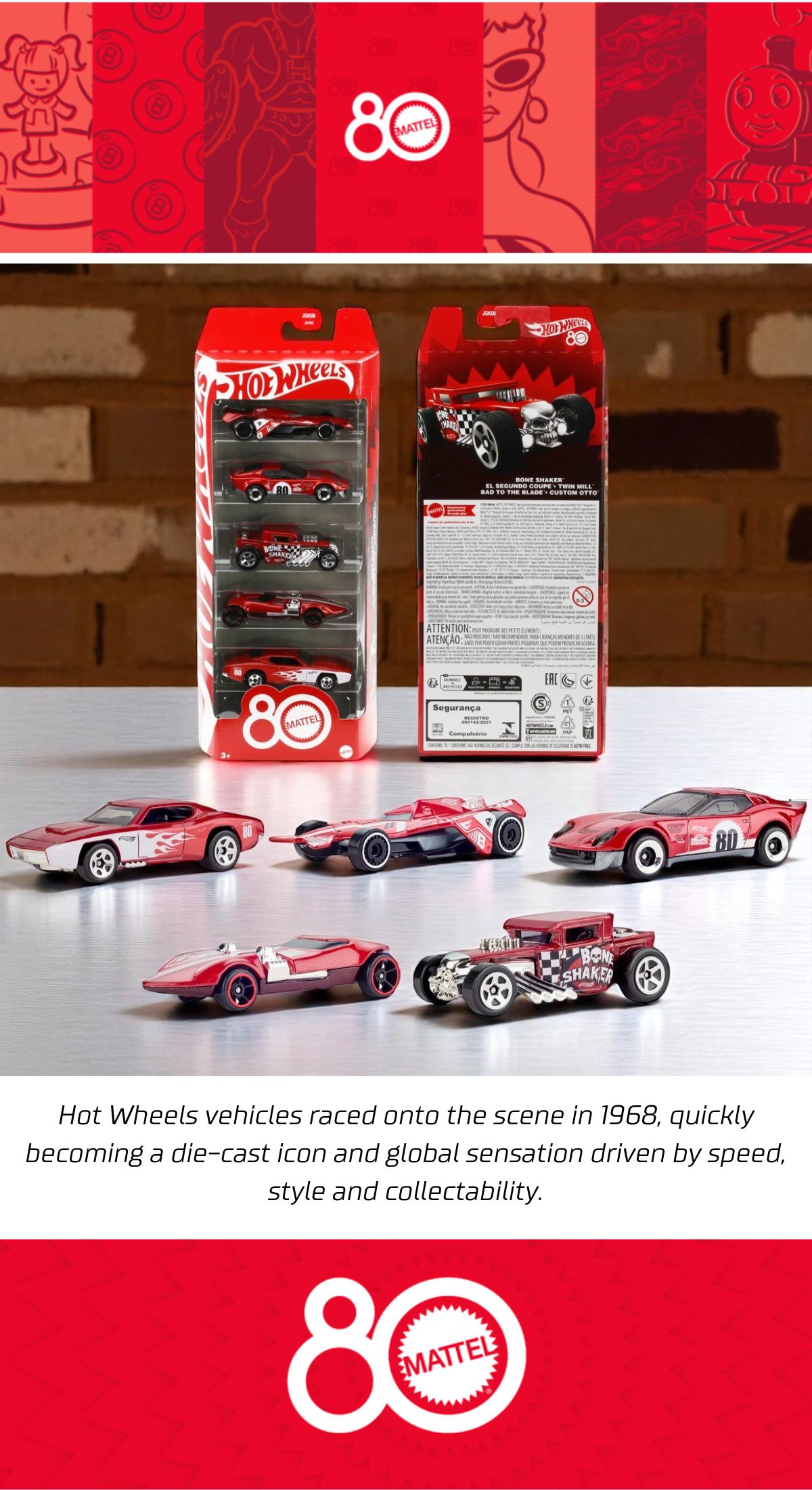 Hot Wheels Mattel Th Anniversary Pack Scale Toy Cars With