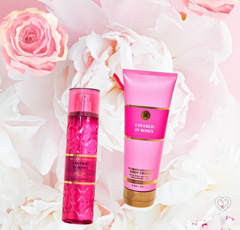 BBW LUXURY MIST COVERED IN ROSES FRAGRANCE MIST AND BODYCREAM BY BATHS