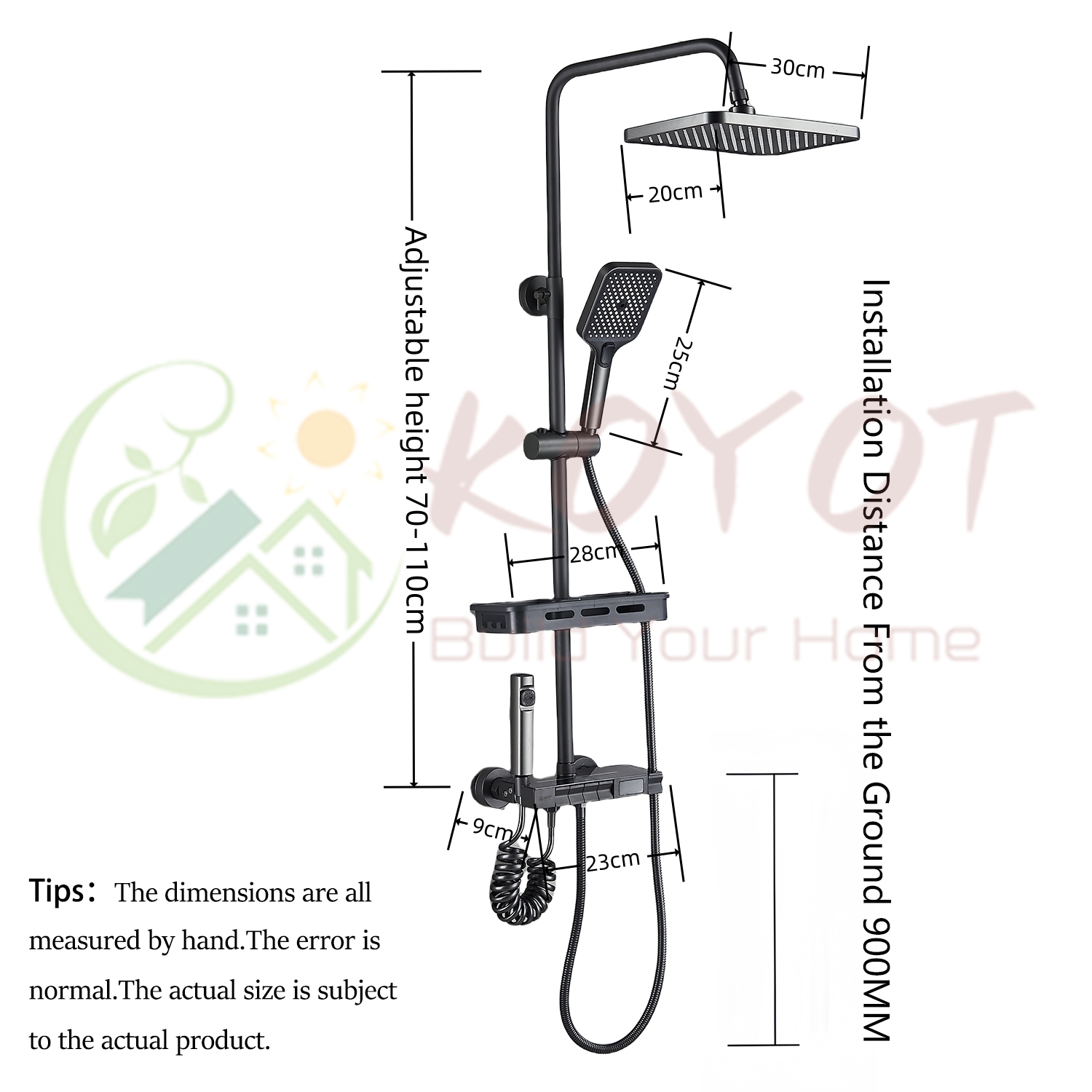 KOYOT Ambient Light Digital Display Hot And Cold In Shower Set