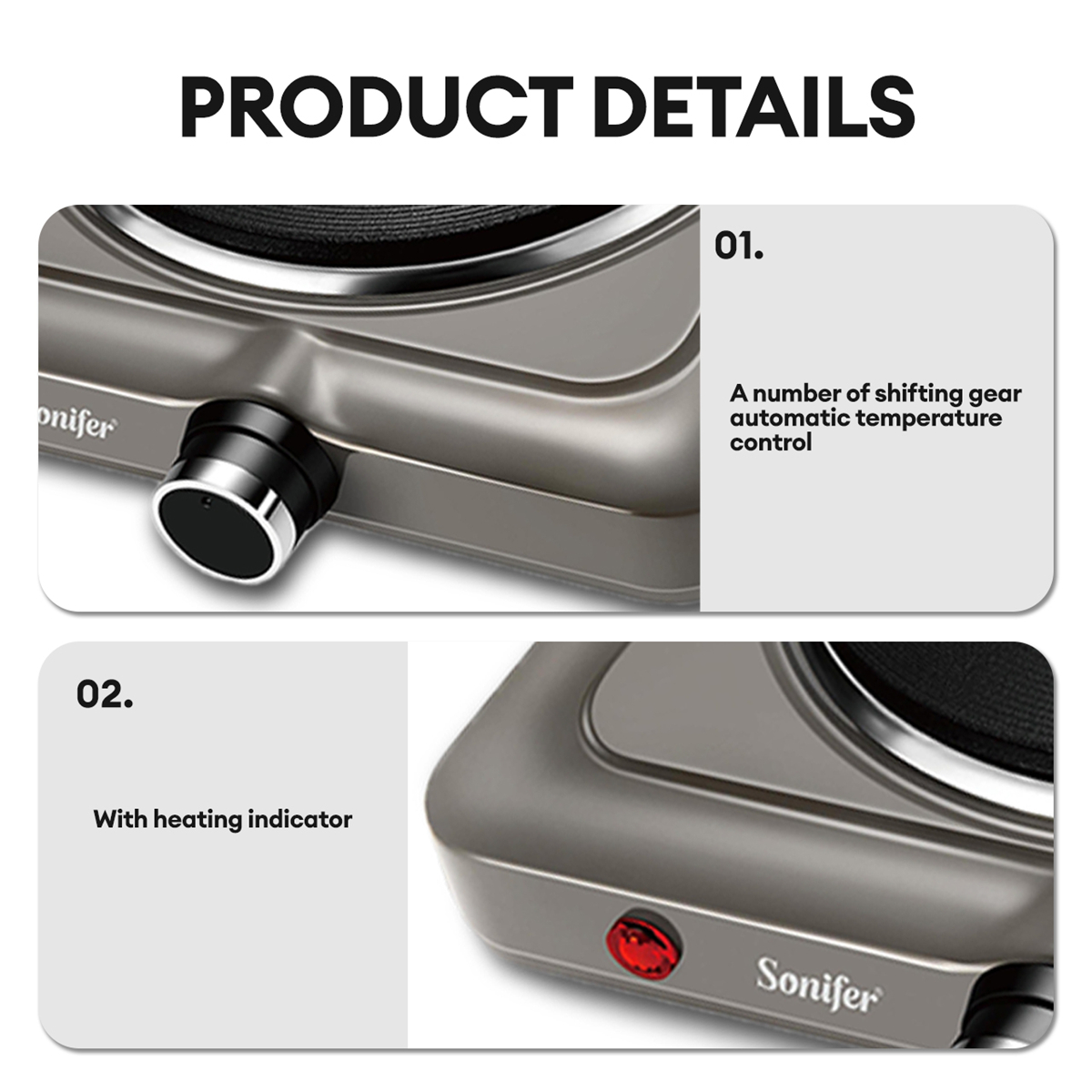 Sonifer Portable Ceramic Cooktop Countertop Burner Electric Hot Plate