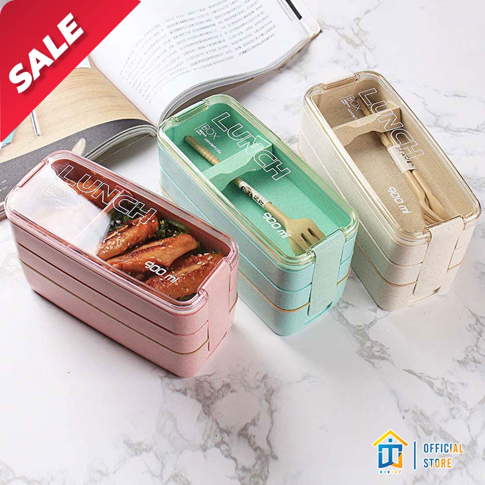 Layer Lunch Box Healthy Material Wheat Straw Bento Boxes Microwave