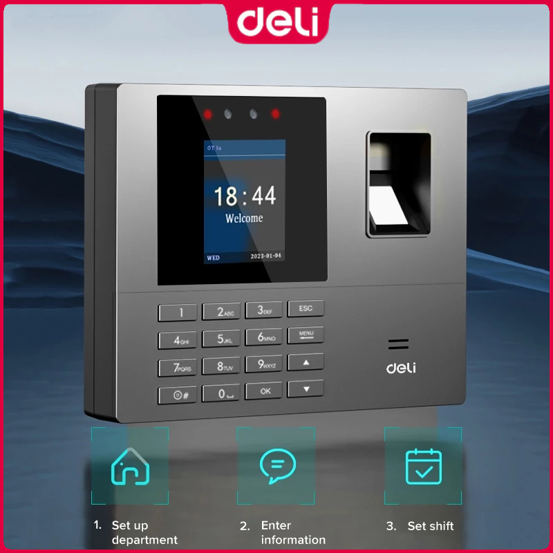 Deli Face Attendance Biometric Office Fingerprint Scanner Machine Usb