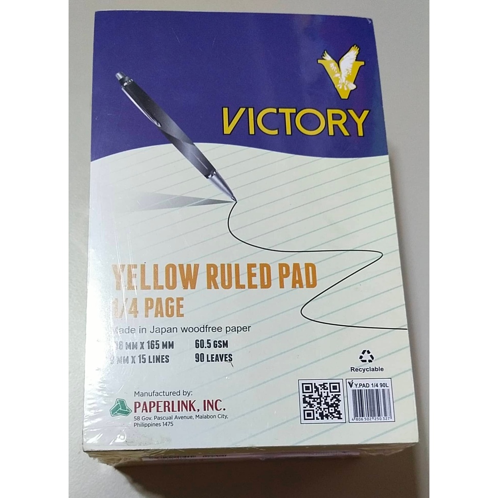 Rm Victory Yellow Ruled Pad Made In Japan Woodfree Paper Pads