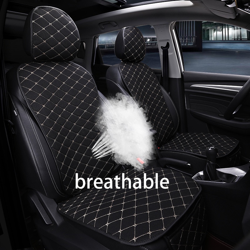 Flax Car Seat Covers Interior Seat Cushion Universal Breathable Four