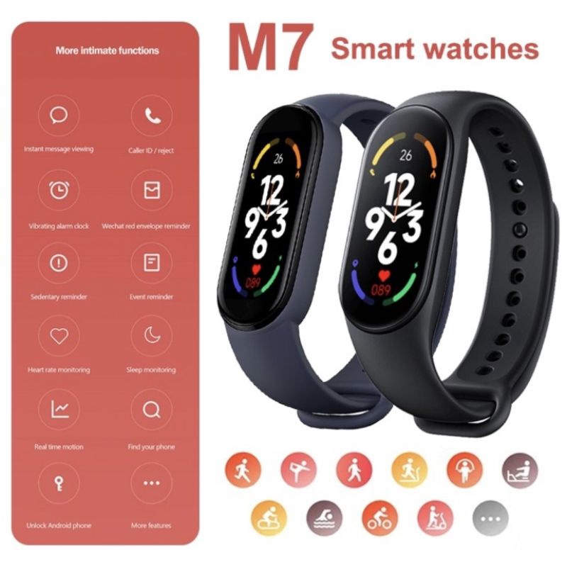 M7 Smart Watch Waterproof Sport Watch Fitness Tracker Shopee