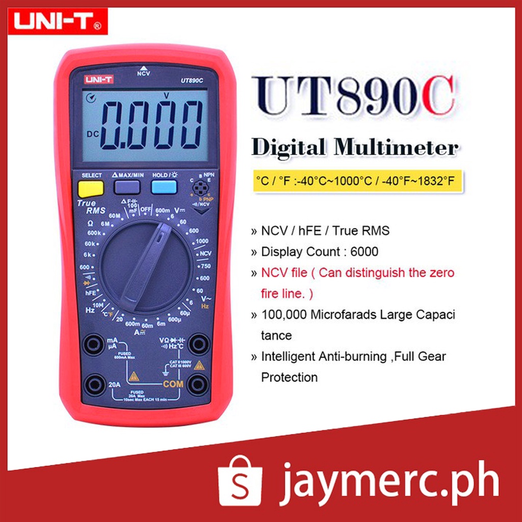 Uni T Ut C Digital Tester Multimeter Counts True Rms Ac Dc