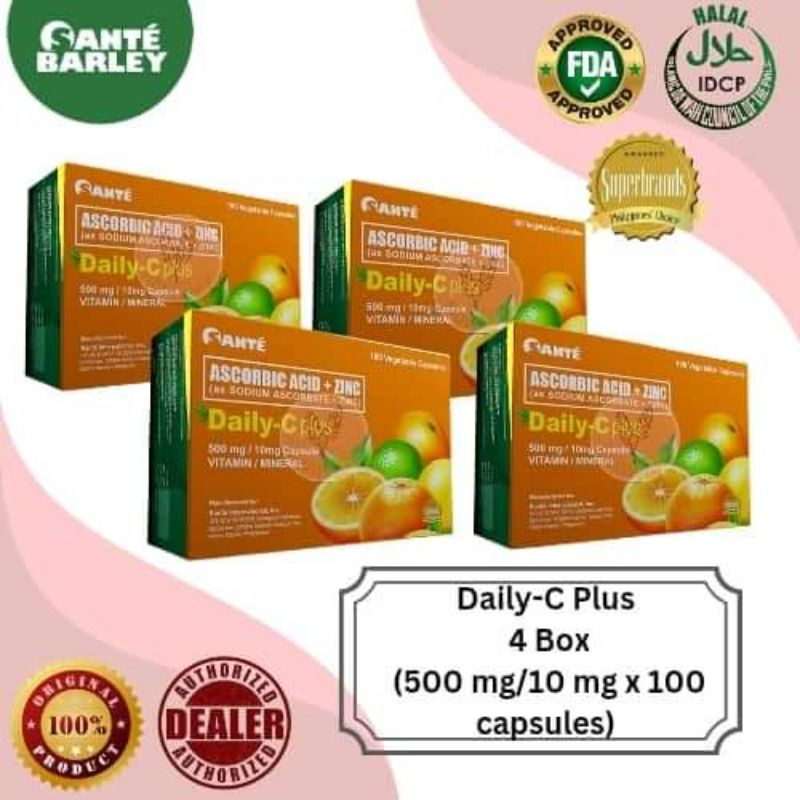 Sante Ascorbic Acid Daily C Plus Zinc 500mg 100 Capsule Non Acidic