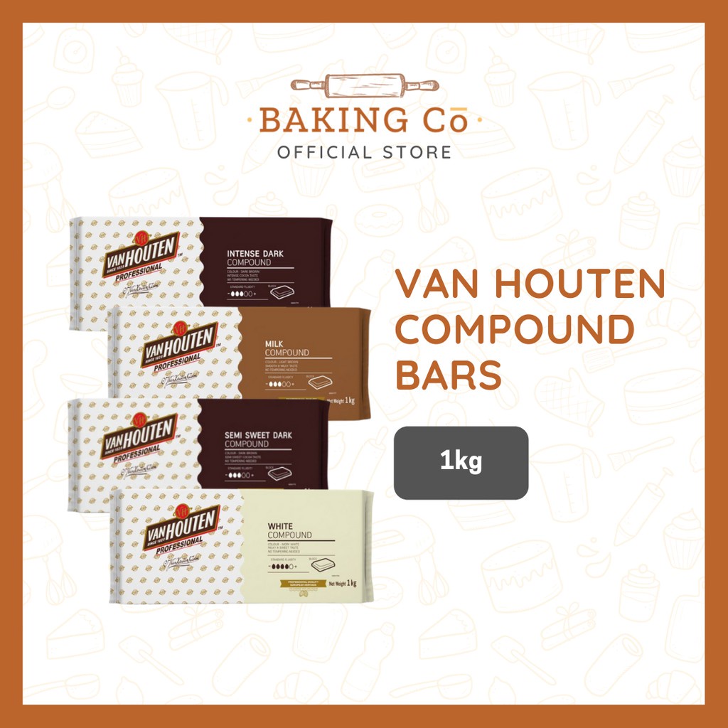 Van Houten Chocolate Intense Dark Semisweet Milk White Compound Bar