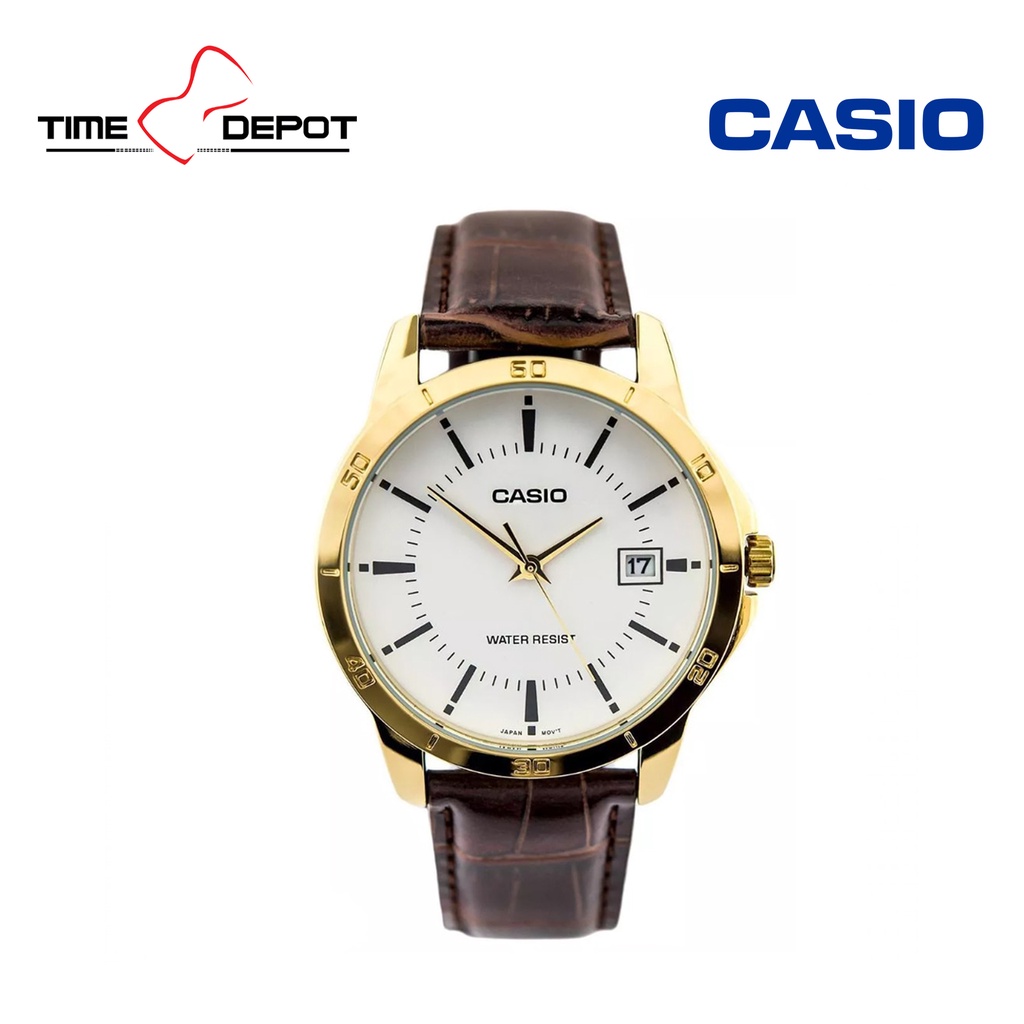 Casio Mtp V Gl Audf Analog Brown Leather Strap Watch For Men