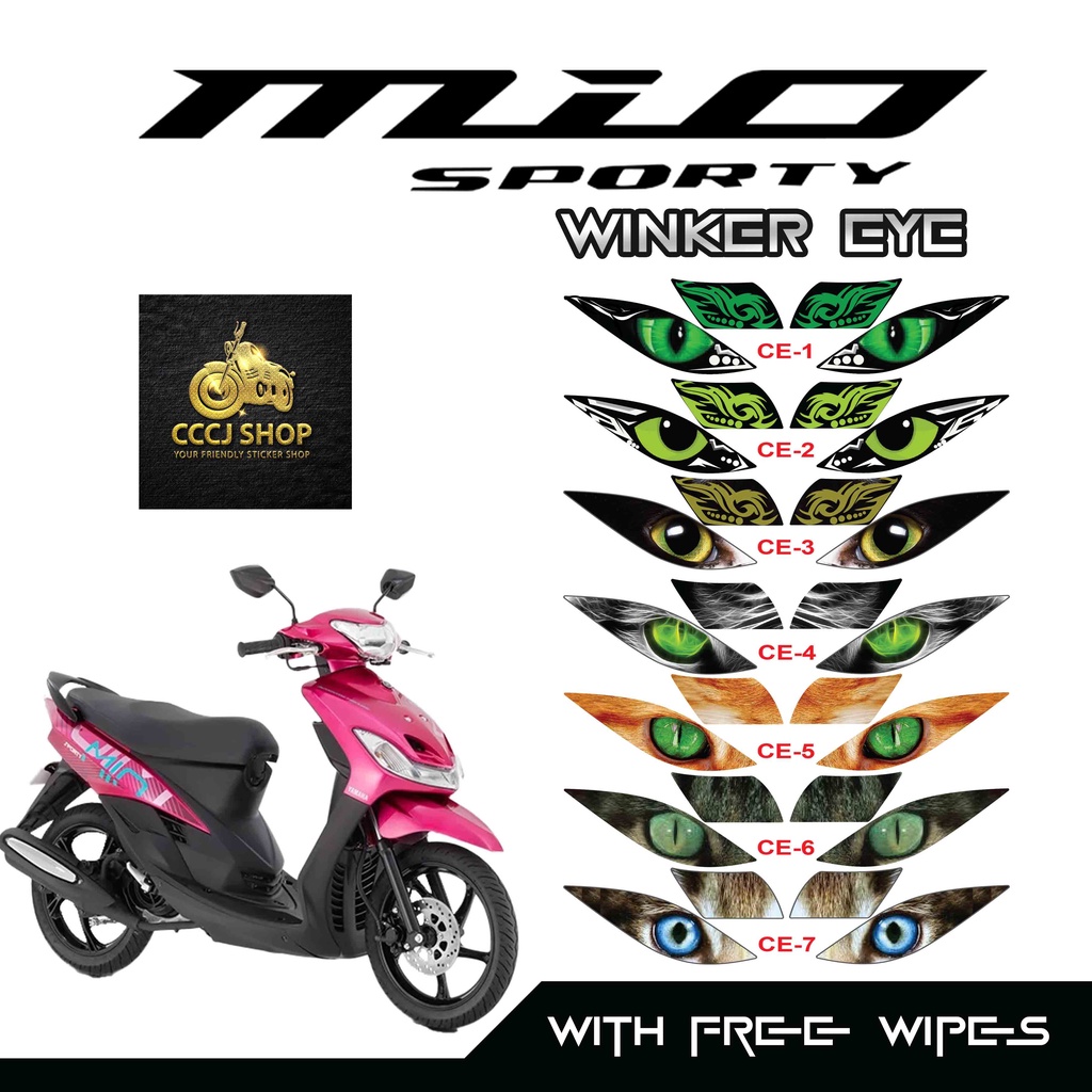 Mio Sporty Winker Eye Sticker Transparent Translucent Vinyl Laminated