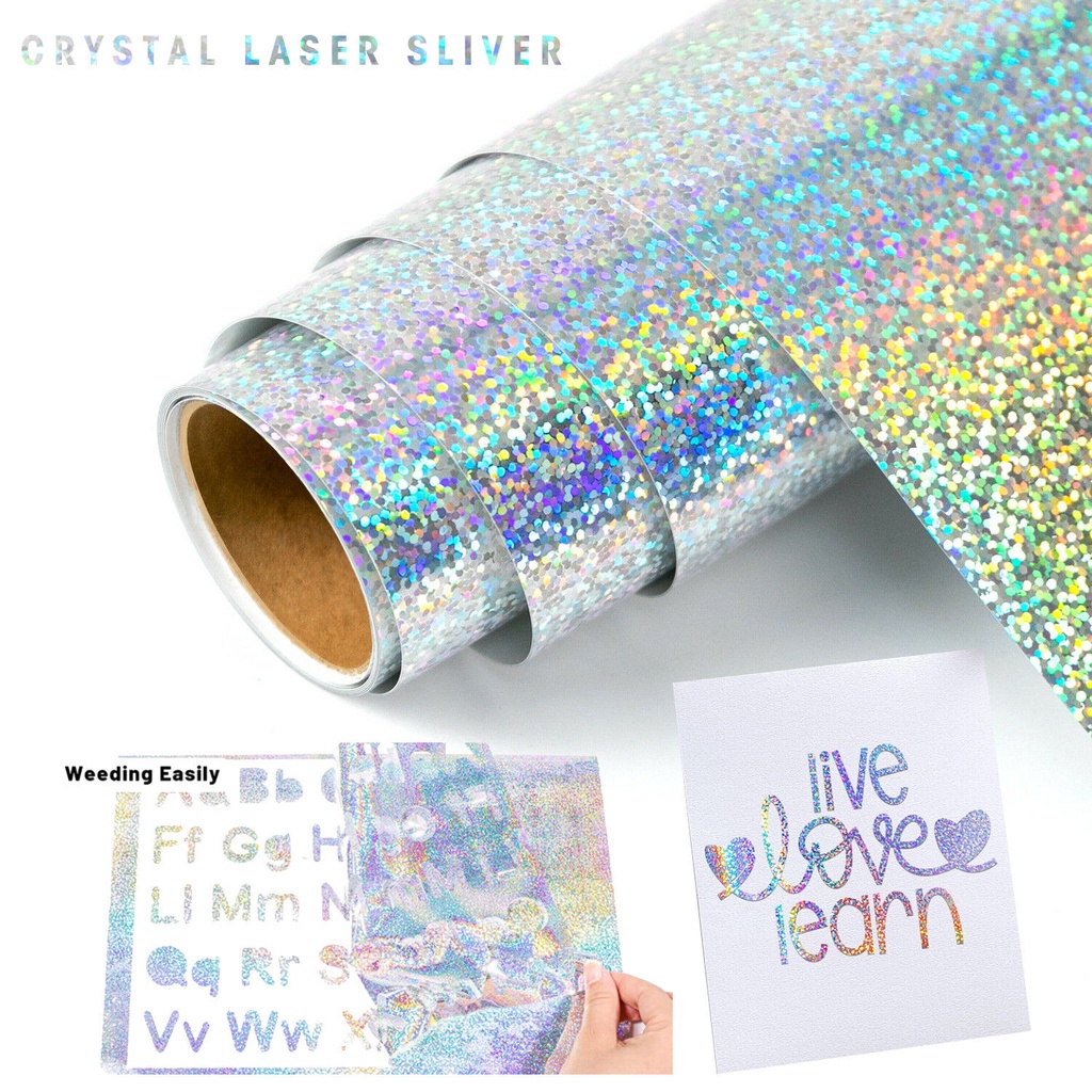 HTVRONT Holographic Heat Transfer Vinyl Roll 30cm X 1 5m Metallic