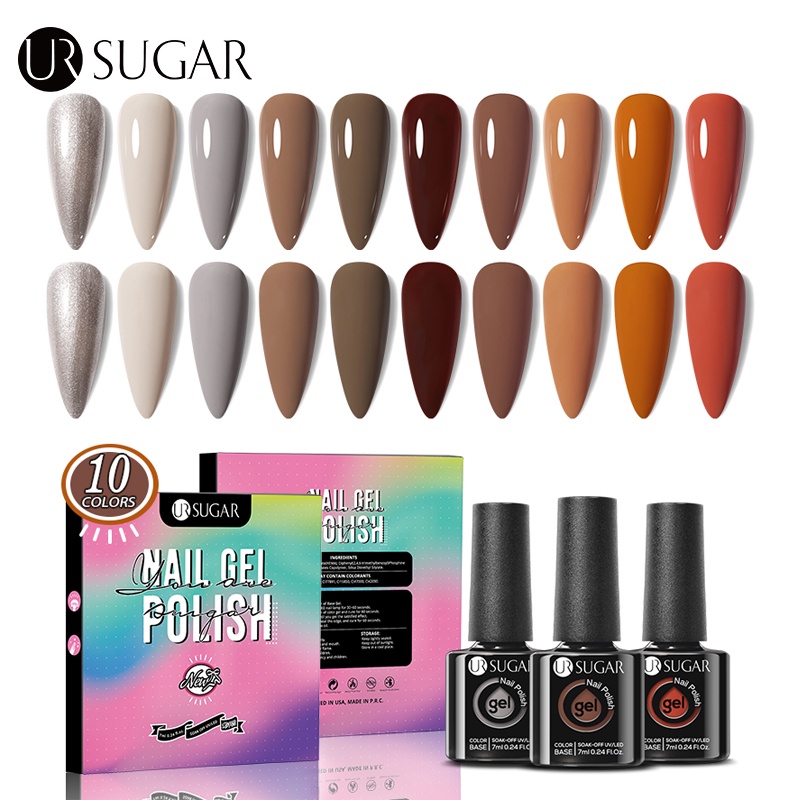 Ur Sugar Colors Nude Brown Nail Gel Polish Set Uv Led Semi Permanent