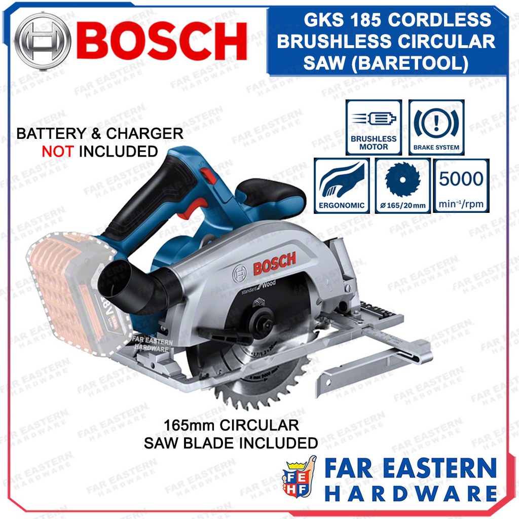 BOSCH GKS 185 Cordless Brushless Circular Saw 165mm Baretool RBPT18