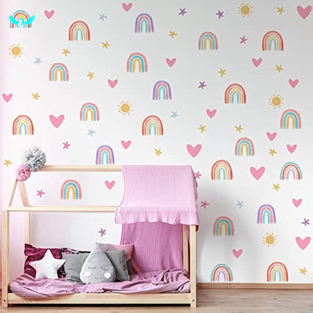 Boho Rainbow Wall Decor Stickers Small Rainbow Wall Decal Watercolor