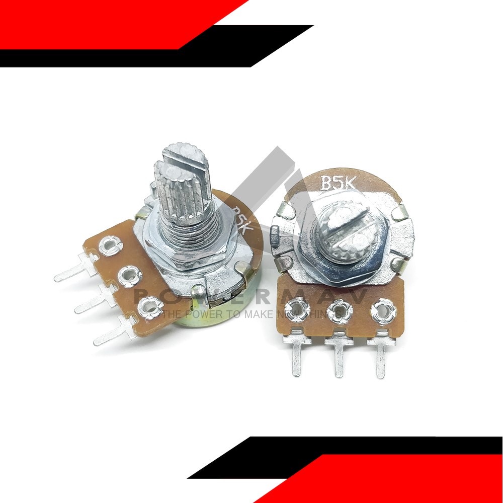 2pcs 5K Ohm Ohms 3 Terminal Linear Taper Rotary Potentiometer B5K 5k