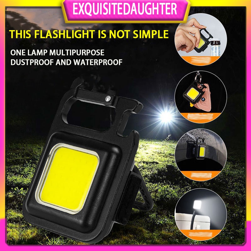 Multifunctional Mini Glare Cob Keychain Light Usb Charging Emergency