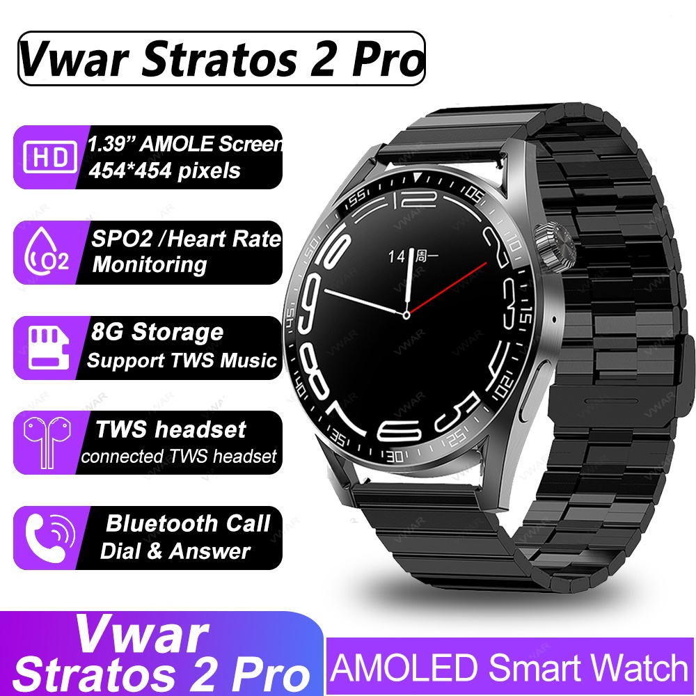 Vwar Stratos 2 Pro Smart Watch 8G Memory AMOLED 454 454 HD Always On