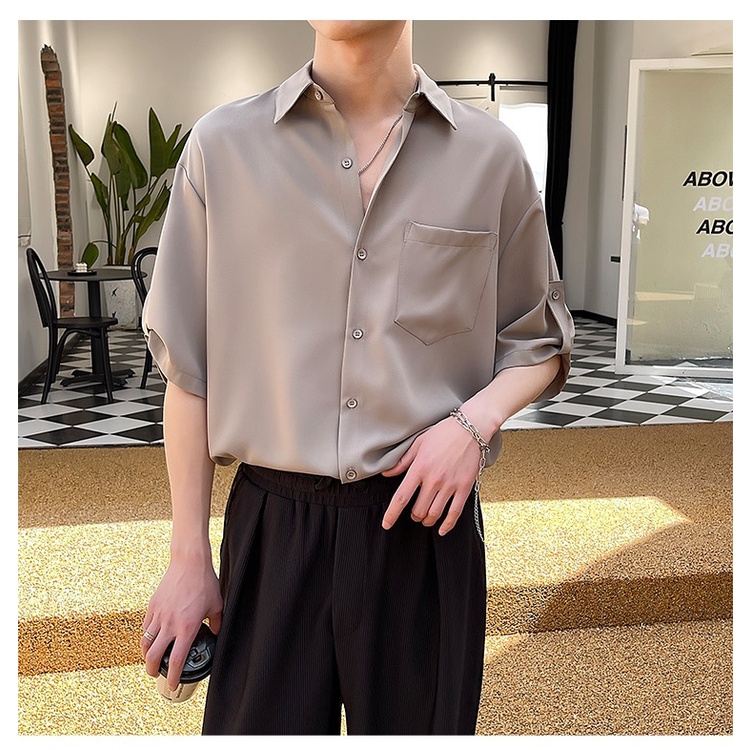 Huilishi Korean Style Oversized Polo For Men Sleeves Premium