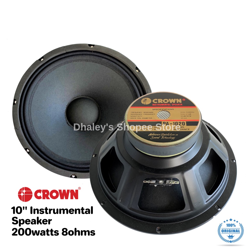 Pc Crown Pa Inches Instrumental Speaker Watts Ohms Pa