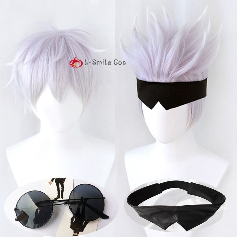 Anime Jujutsu Kaisen Cosplay Wig Gojo Satoru Wig With Glasses Eyepatch