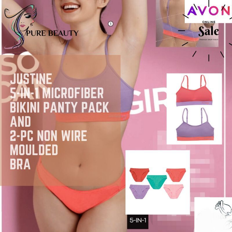 Avon Justine In Microfiber Bikini Panty And Pc Non Wire Moulded