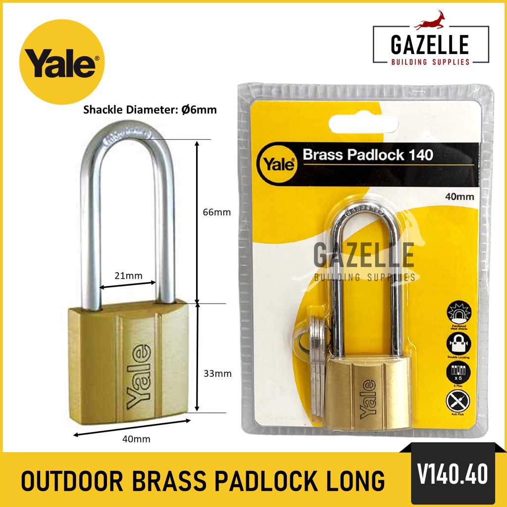 Yale V140 Outdoor Brass Padlock Heavy Duty 25 30mm 40mm 50mm 60mm 70mm