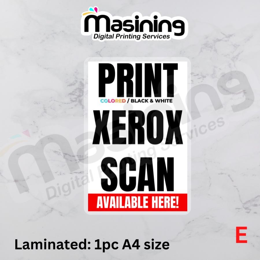 Print Xerox Scan Business Signage Laminate Or Tarpaulin Shopee