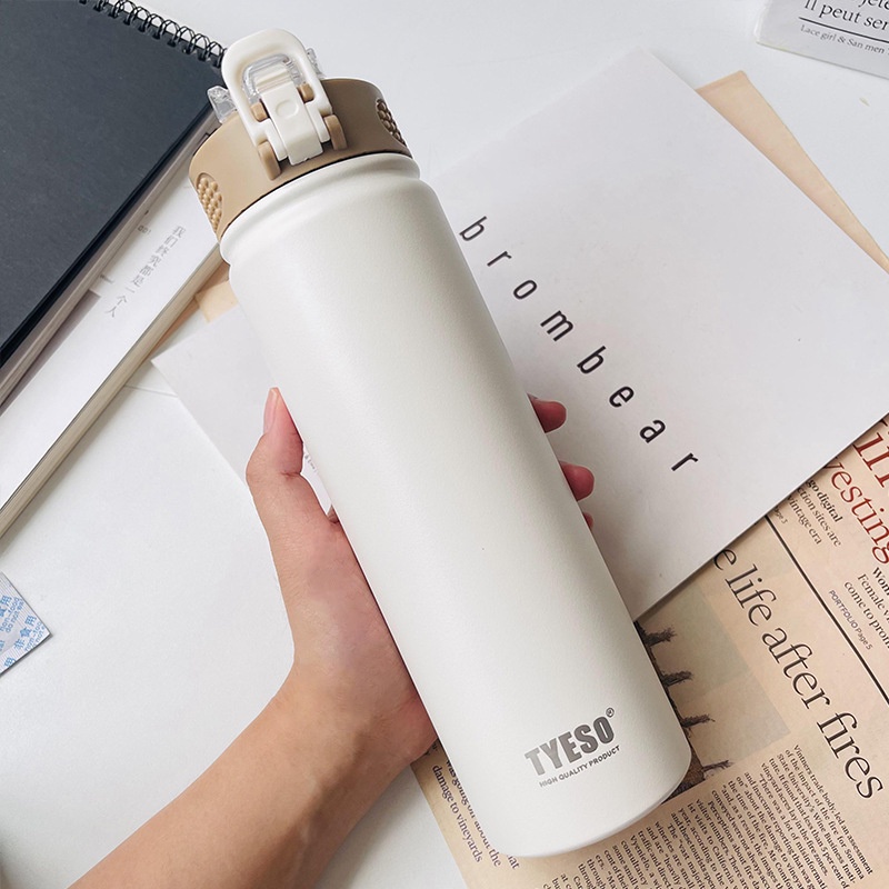 Tyeso Vacuum Insulated Bottle Tumbler With Straw Portable Stainless