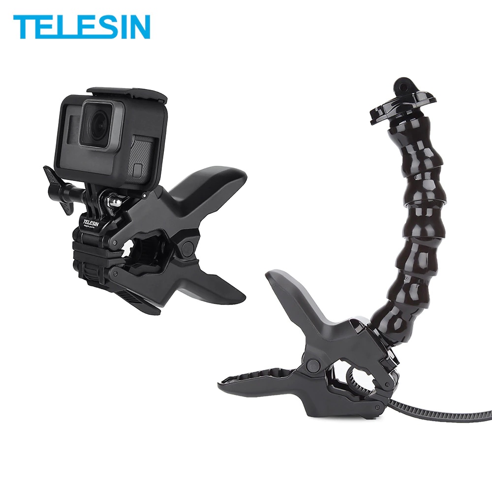 Telesin Jaws Flex Clamp Mount Holder With Flexible Adjustable Clip For